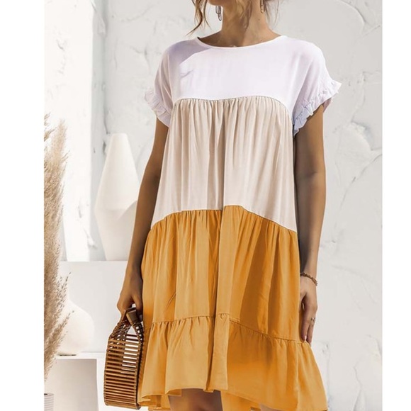 Boho spring summer ruffle trim mini dress - Picture 9 of 12